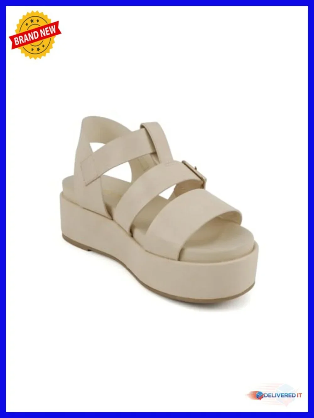 Women's Flatform Multi Strap Double Buckle Open Toe Platform Wedge Sandals